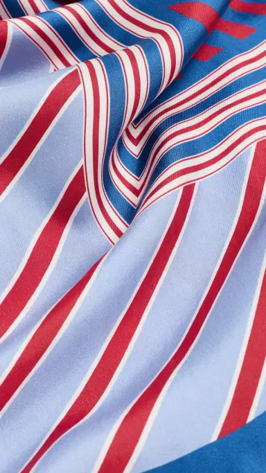 Madewell Medium Silk Bandana Scarf Bias Stripe Combo/Tranquil Blue One Size | Thumbnail 4