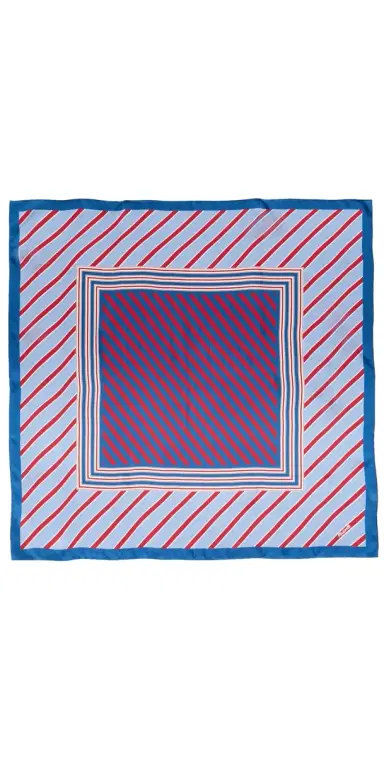 Madewell Medium Silk Bandana Scarf Bias Stripe Combo/Tranquil Blue One Size | Thumbnail 1