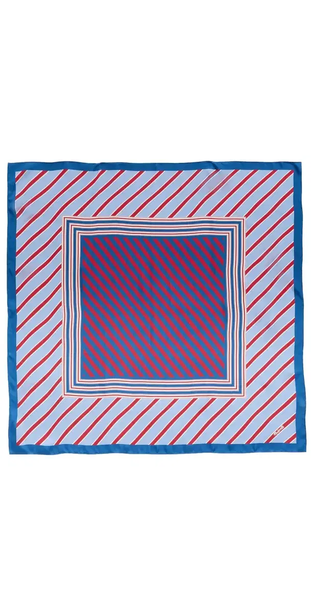 Medium Silk Bandana Scarf Bias Stripe Combo/Tranquil Blue One Size