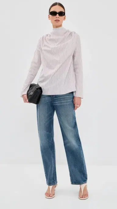 Kallmeyer Penelope Draped Blouse Dove Stripe | Thumbnail 5 Kallmeyer Penelope Draped Blouse Dove Stripe | Thumbnail 5