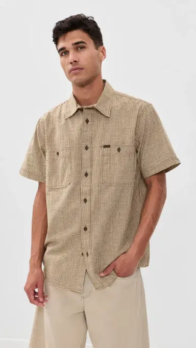 Filson Short Sleeve Chambray Shirt Coffee/Natural Plaid | Thumbnail 2