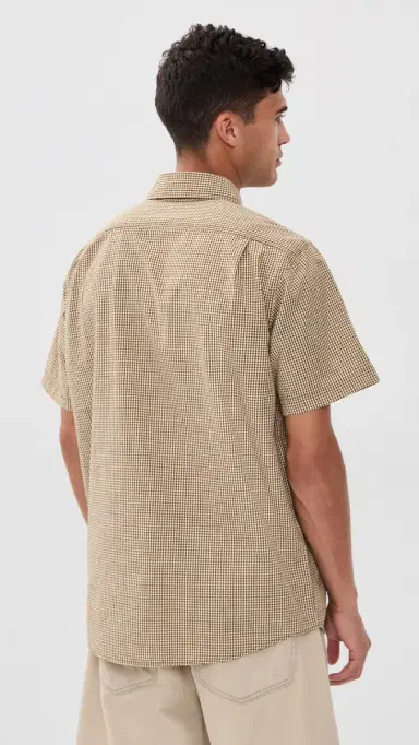 Filson Short Sleeve Chambray Shirt Coffee/Natural Plaid | Thumbnail 3