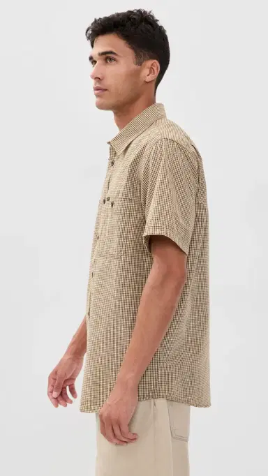 Filson Short Sleeve Chambray Shirt Coffee/Natural Plaid | Thumbnail 4