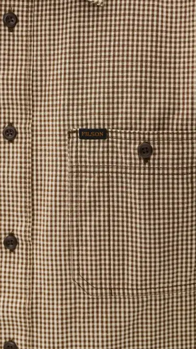Filson Short Sleeve Chambray Shirt Coffee/Natural Plaid | Thumbnail 6