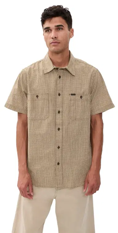 Filson Short Sleeve Chambray Shirt Coffee/Natural Plaid | Thumbnail 1