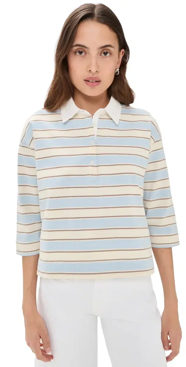 Daria Cotton Rugby Shirt Powder Blue Stripe