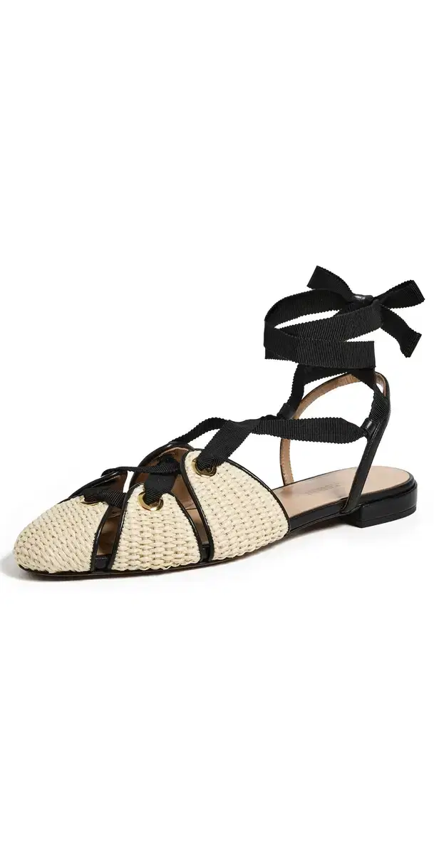 Artemis Eyelet Flat Sandals Natural