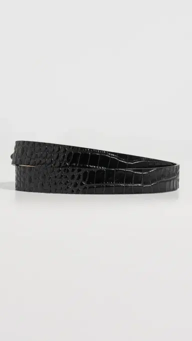 L'AGENCE Marlowe Leather Belt Black Croco | Thumbnail 4