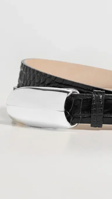 L'AGENCE Marlowe Leather Belt Black Croco | Thumbnail 5