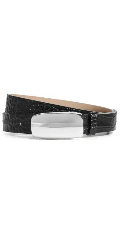 L'AGENCE Marlowe Leather Belt Black Croco | Thumbnail 1