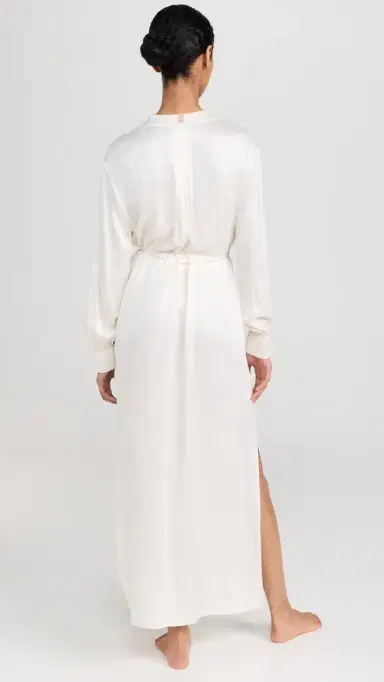 Lunya Washable Silk Long Robe Tranquil White | Thumbnail 3 Lunya Washable Silk Long Robe Tranquil White | Thumbnail 3