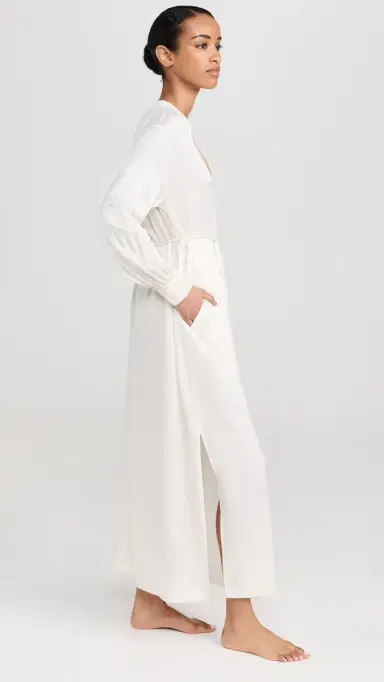 Lunya Washable Silk Long Robe Tranquil White | Thumbnail 4 Lunya Washable Silk Long Robe Tranquil White | Thumbnail 4