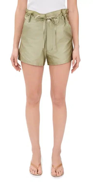 CHAN LUU Techno Taffeta Shorts Sage 3 | Thumbnail 1 CHAN LUU Techno Taffeta Shorts Sage 3 | Thumbnail 1