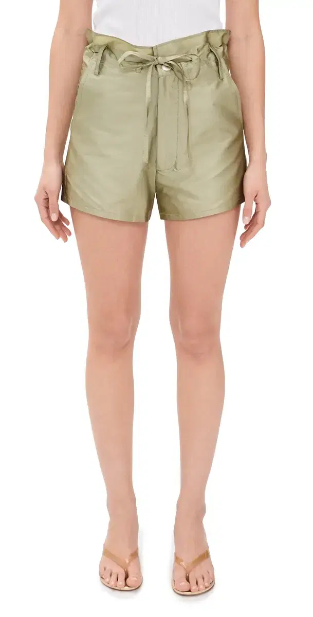 Chan Luu Techno Taffeta Shorts Sage