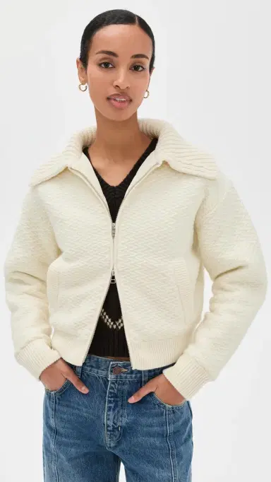 Guest in Residence Cross Country Knit Bomber Jacket Cream | Thumbnail 2 Guest in Residence Cross Country Knit Bomber Jacket Cream | Thumbnail 2