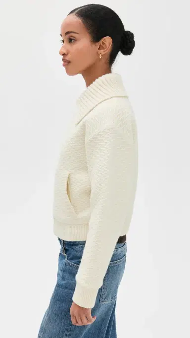 Guest in Residence Cross Country Knit Bomber Jacket Cream | Thumbnail 4 Guest in Residence Cross Country Knit Bomber Jacket Cream | Thumbnail 4