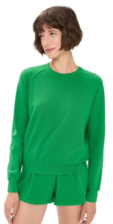 perfectwhitetee French Terry Sweatshirt Grass | Thumbnail 1 perfectwhitetee French Terry Sweatshirt Grass | Thumbnail 1
