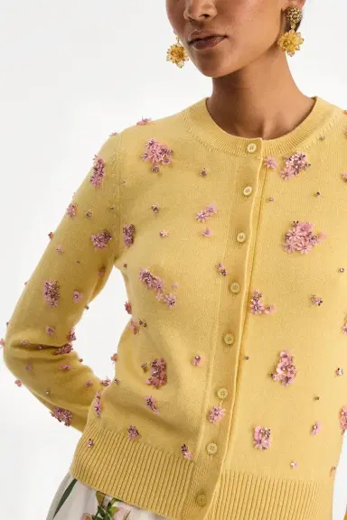 Oscar de la Renta Crystal Cluster Embroidered Cardigan | Thumbnail 5 Oscar de la Renta Crystal Cluster Embroidered Cardigan | Thumbnail 5