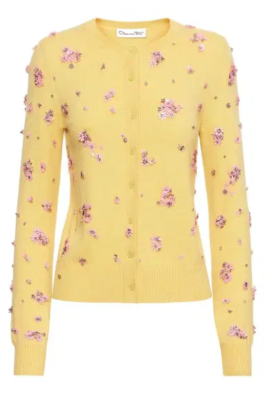 Oscar de la Renta Crystal Cluster Embroidered Cardigan | Thumbnail 1 Oscar de la Renta Crystal Cluster Embroidered Cardigan | Thumbnail 1