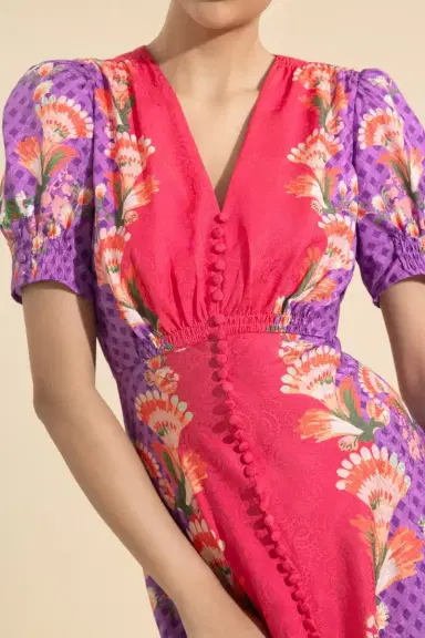 Saloni Lea Long Dress - Feather Raspberry | Thumbnail 3