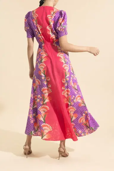 Saloni Lea Long Dress - Feather Raspberry | Thumbnail 4