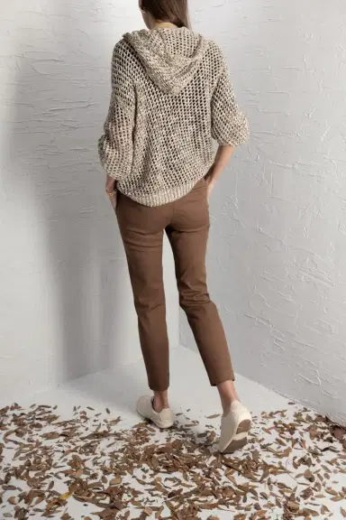 Brunello Cucinelli Open Weave Zip Cardigan | Thumbnail 4