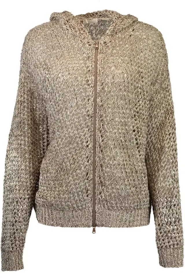Brunello Cucinelli Open Weave Zip Cardigan