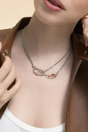 Marla Aaron Rolling Curb Necklace - Silver Yellow Gold - 16in | Thumbnail 2 Marla Aaron Rolling Curb Necklace - Silver Yellow Gold - 16in | Thumbnail 2