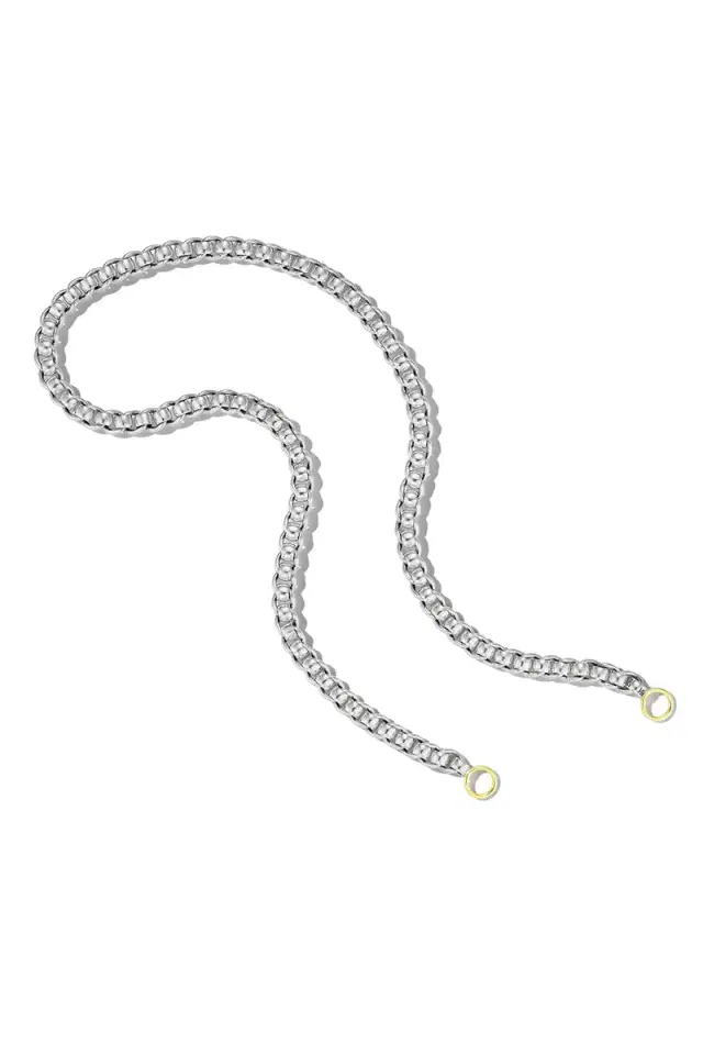 Marla Aaron Rolling Curb Necklace - Silver Yellow Gold - 16in
