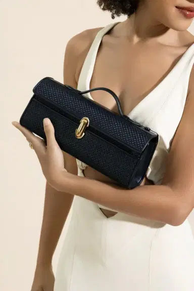 Savette Slim Symmetry Pochette - Black Raffia | Thumbnail 4
