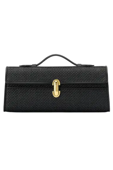 Savette Slim Symmetry Pochette - Black Raffia | Thumbnail 1