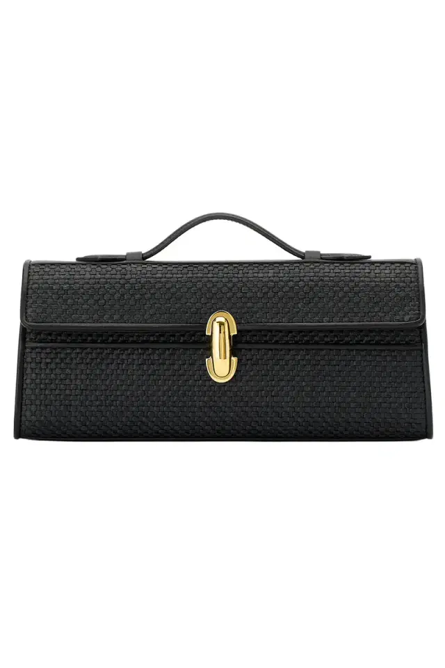 Savette Slim Symmetry Pochette - Black Raffia