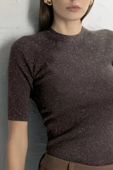 Brunello Cucinelli Stretch Lurex Tee | Thumbnail 2