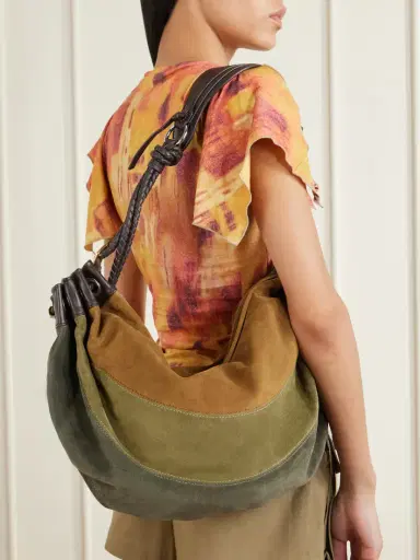 Isabel Marant Maia Leather-trimmed Patchwork Suede Shoulder Bag | Thumbnail 3 Isabel Marant Maia Leather-trimmed Patchwork Suede Shoulder Bag | Thumbnail 3