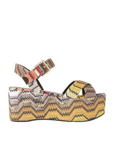 Missoni Julia Striped Woven Lurex Platform Sandals | Thumbnail 1 Missoni Julia Striped Woven Lurex Platform Sandals | Thumbnail 1