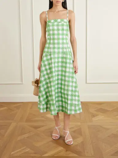 Rosie Assoulin Drope Me A Note Checked Cotton Midi Dress | Thumbnail 2 Rosie Assoulin Drope Me A Note Checked Cotton Midi Dress | Thumbnail 2