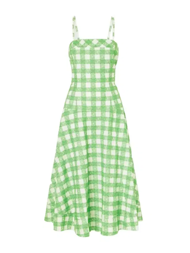 Drope Me A Note Checked Cotton Midi Dress