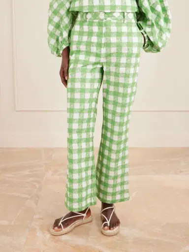 Rosie Assoulin Easy Does It Checked Cotton Straight-leg Pants | Thumbnail 3 Rosie Assoulin Easy Does It Checked Cotton Straight-leg Pants | Thumbnail 3