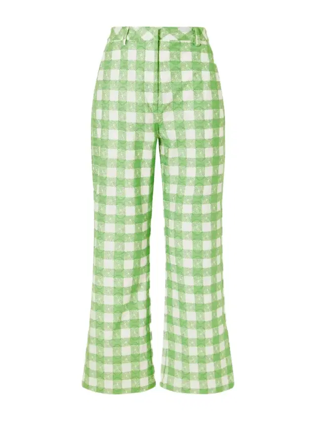Rosie Assoulin Easy Does It Checked Cotton Straight-leg Pants