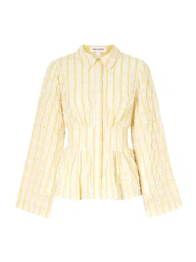 Rosie Assoulin Boogie Woogie Bugle Boy Shirred Checked Seersucker Blouse | Thumbnail 1 Rosie Assoulin Boogie Woogie Bugle Boy Shirred Checked Seersucker Blouse | Thumbnail 1