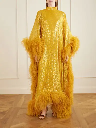 Taller Marmo Casta Diva Feather-trimmed Jacquard-knit Metallic Fil Coupé Silk-blend Gown | Thumbnail 2