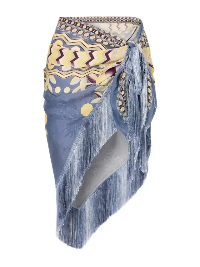 ANNA SUI Pueblo Deco Fringe-trimmed Printed Lyocell-blend Pareo
