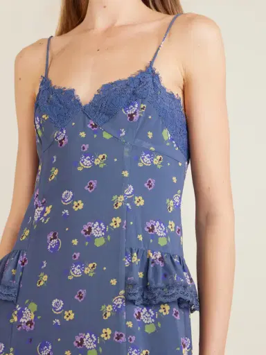 ANNA SUI Night Blooming Floral-print Lace-trimmed Chiffon Midi Dress | Thumbnail 4