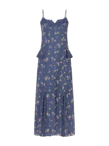 ANNA SUI Night Blooming Floral-print Lace-trimmed Chiffon Midi Dress | Thumbnail 1