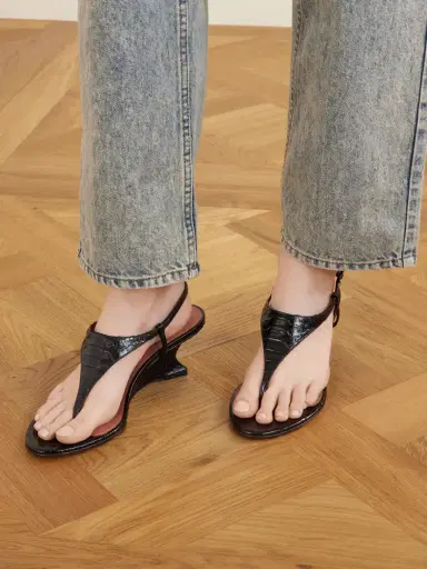 Paris Texas Nina 50 Snake-effect Leather Thong Sandals | Thumbnail 2