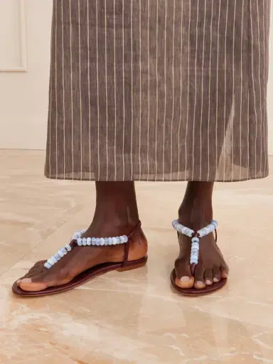 Le Monde Béryl Bead-embellished Leather Thong Sandals | Thumbnail 2