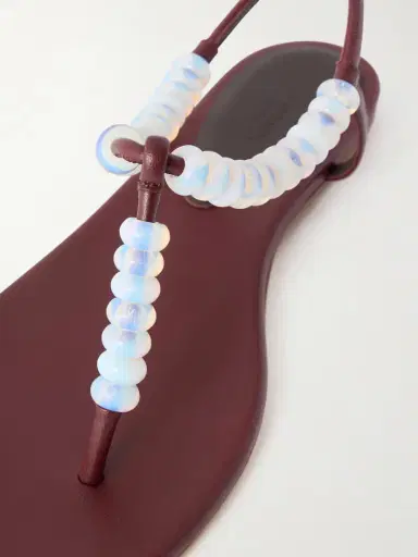 Le Monde Béryl Bead-embellished Leather Thong Sandals | Thumbnail 5
