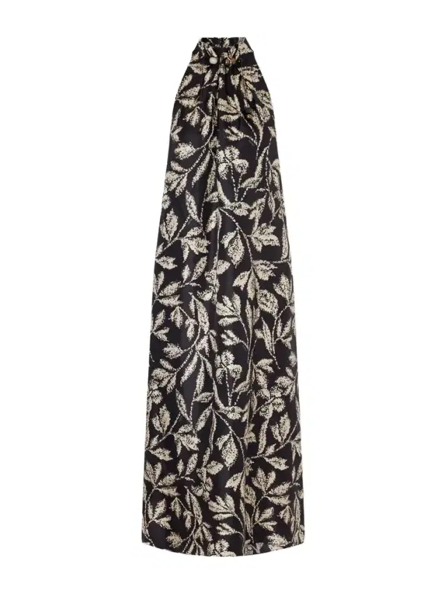 Printed Silk-twill Midi Dress