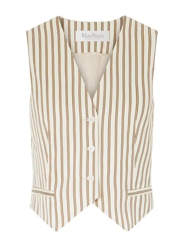 Striped Cotton And Silk-blend Poplin Vest