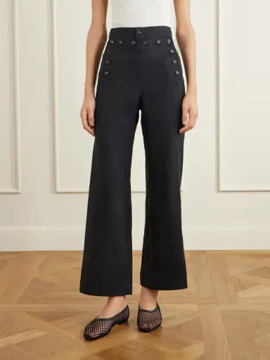 BODE Sailor Cropped Linen High-rise Wide-leg Pants | Thumbnail 3